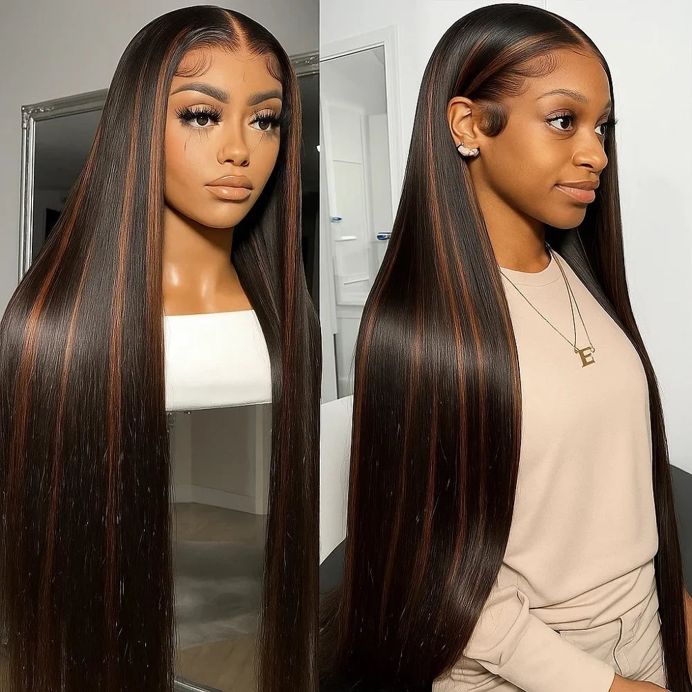 FB/30 Highlight Straight Human Hair Lace Front Wig