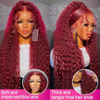 99J Burgundy Deep Wave Human Hair Lace Front Wig