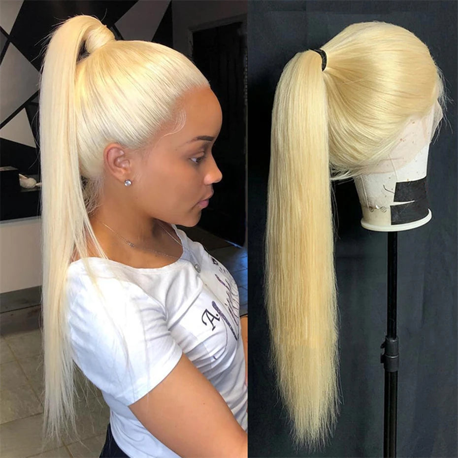 613 Blonde Bone Straight Human Hair Wig | 360 Lace