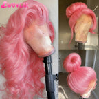 Light Pink Body Wave Human Hair Lace Front Wig