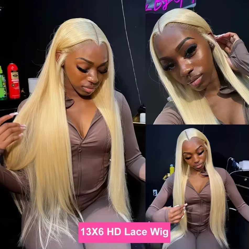 613 Blonde Straight Human Hair Wig | HD Lace, 220% Density