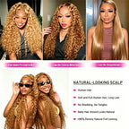 Honey Blonde Deep Wave Human Hair Lace Front Wig
