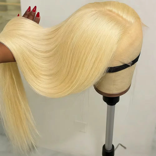 613 Blonde Straight Human Hair Wig | HD Lace, 220% Density