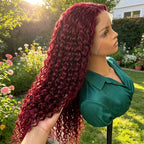 99J Burgundy Deep Wave Human Hair Lace Front Wig