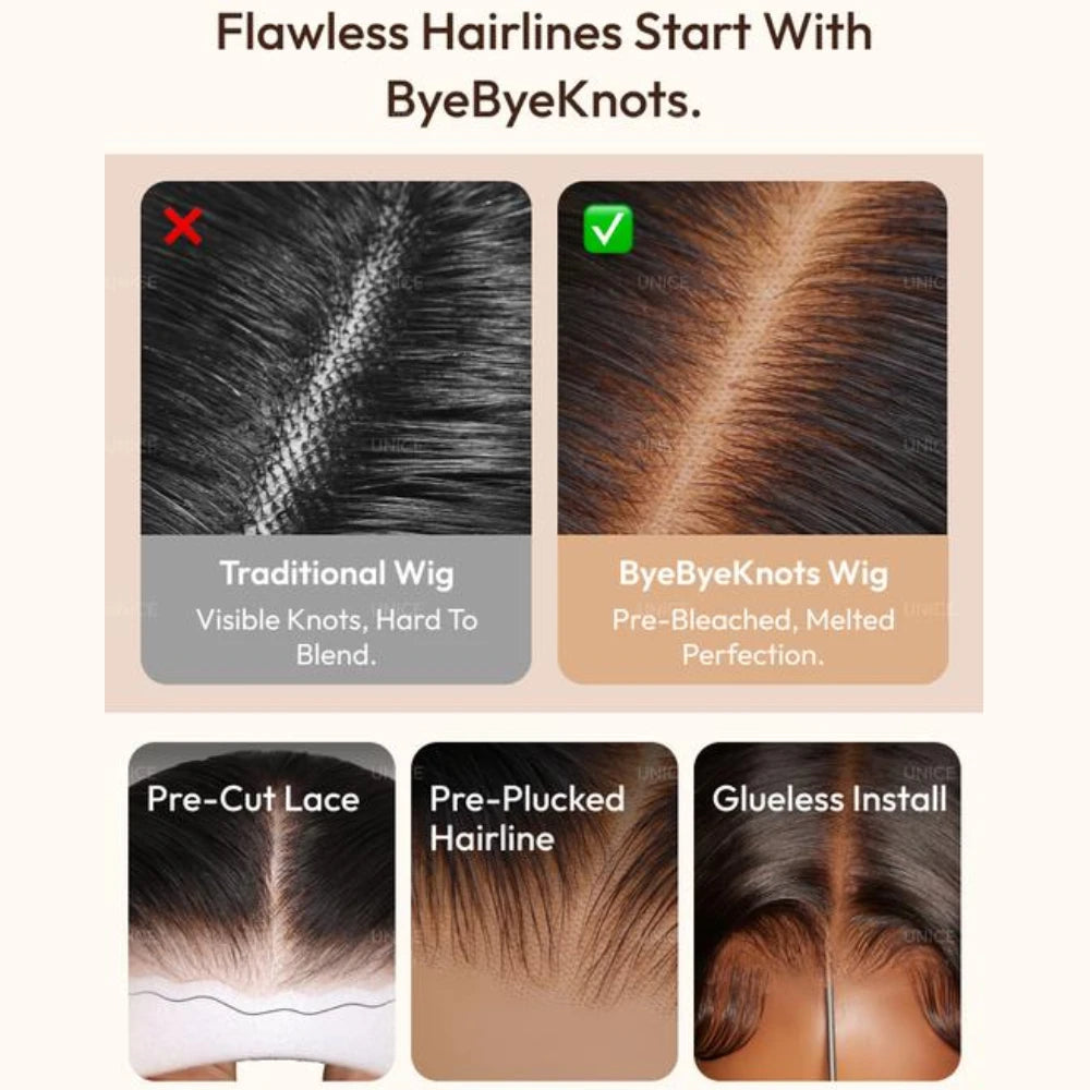 UNICE Balayage Brown Body Wave Glueless Human Hair Wig